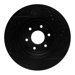 Nissan Pathfinder Brake Rotor (1) - Front Left - R1 Concepts - Drilled & Slotted - Black - `08-`11